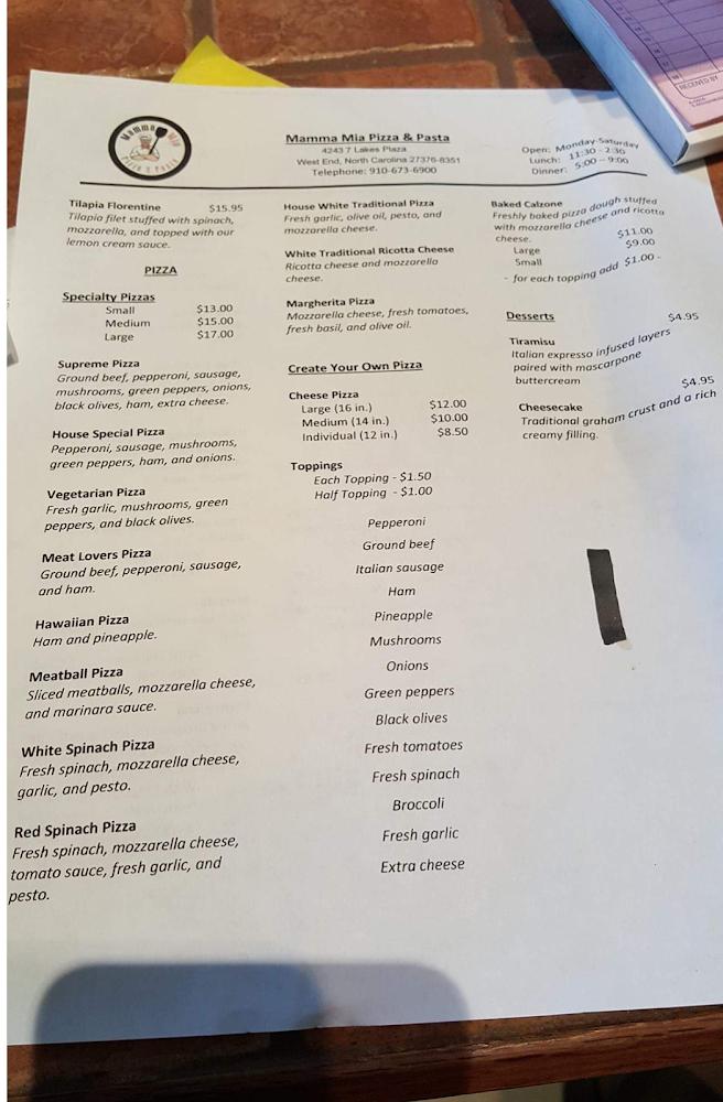 Mamma Mia's Pizza and Pasta Menu image 2