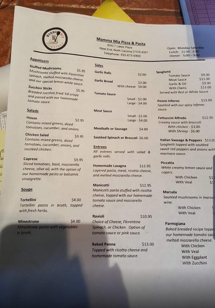 Mamma Mia's Pizza and Pasta Menu image 3
