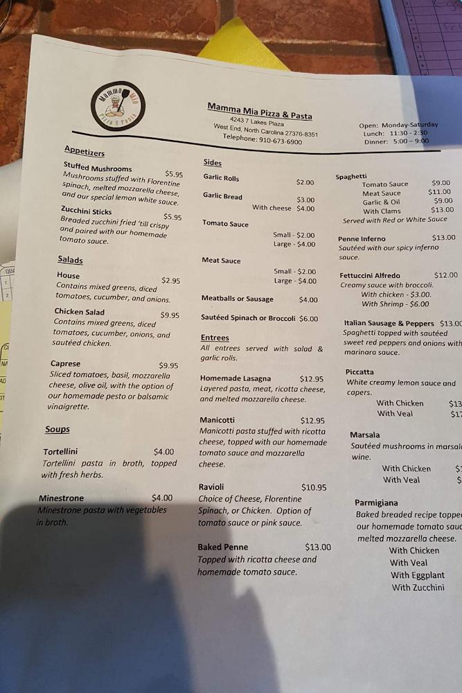 Mamma Mia's Pizza and Pasta Menu image 4